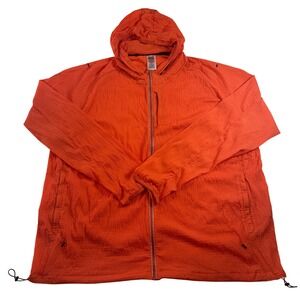 Gymshark Orange Textured Full Zip Hooded Lightweight Windbreaker Men's Size XXXL